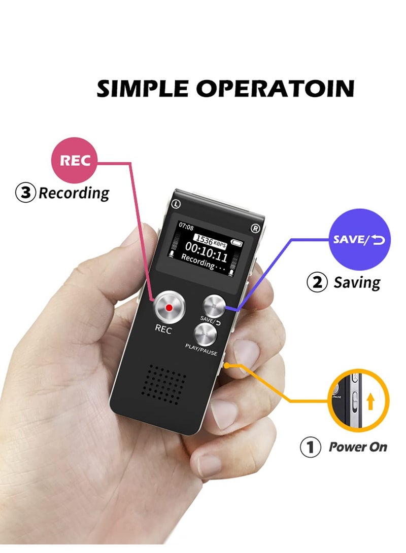 Digital Voice Recorder for Lectures - USB Rechargeable Dictaphone Sound Audio Recorder, 16GB Voice Recorder with MP3 Player, Double Sensitive Microphone - Image 4